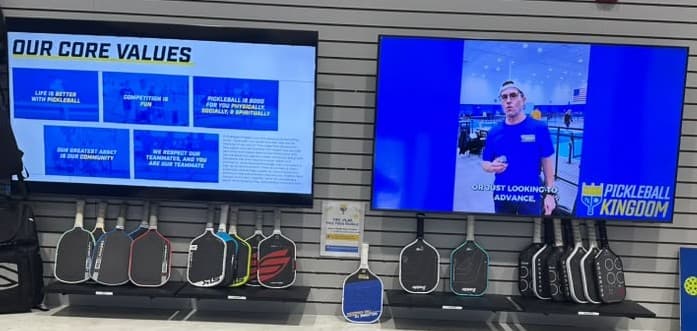 Paddle demo display at Pickleball Kingdom Tinton Falls